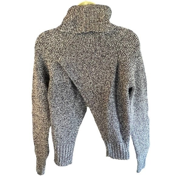 Madewell Marled Black and White Turtleneck Sweater with Surplice Back, size Sm - Picture 3 of 7